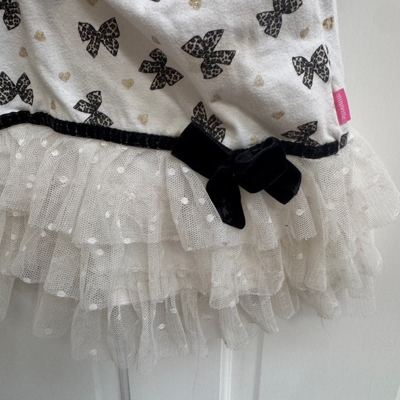 Miniville 3T Girls White & Black Leopard Bow Short Sleeve Blouse Top Tulle - Picture 6 of 7